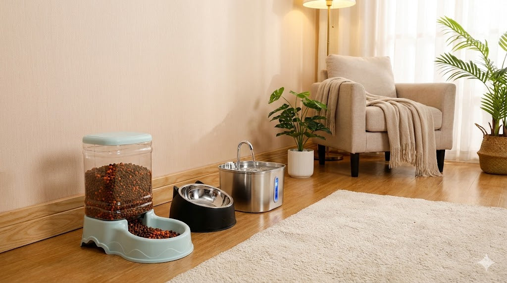 Katzenbrunnen und Futternäpfe