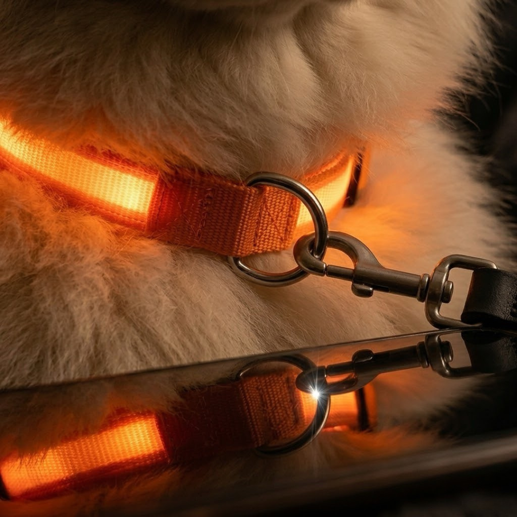 Wiederaufladbares LED-Halsband für Hunde – Wetterfest & Verstellbar