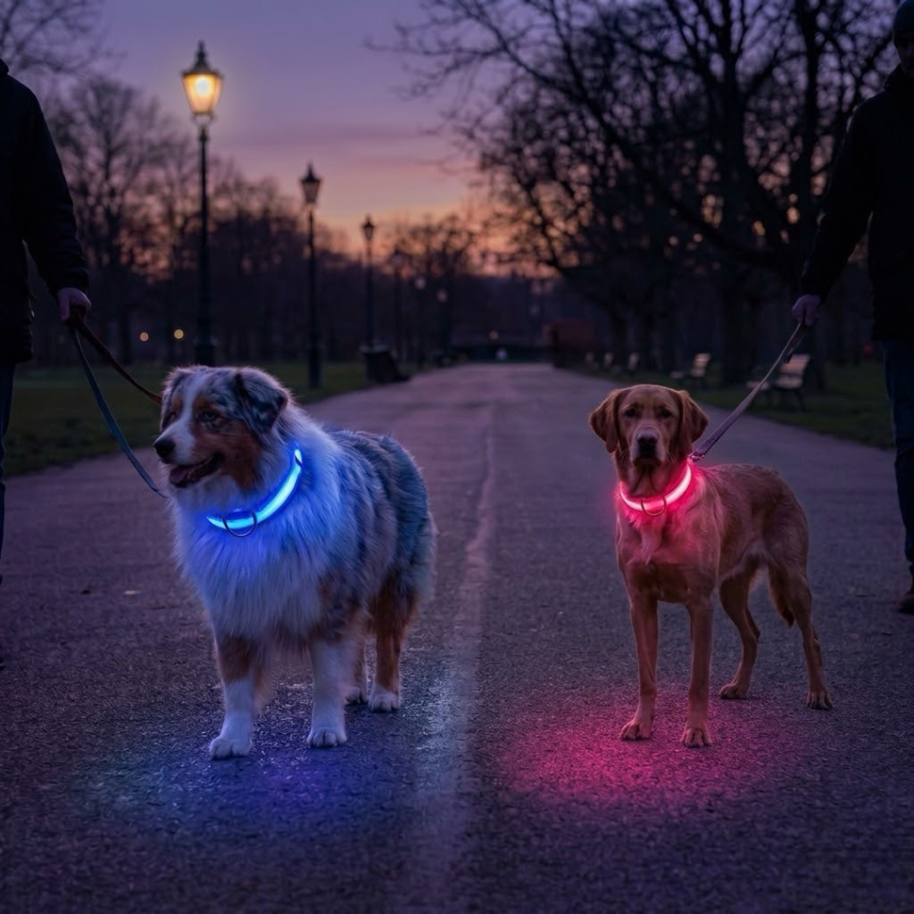 Wiederaufladbares LED-Halsband für Hunde – Wetterfest & Verstellbar
