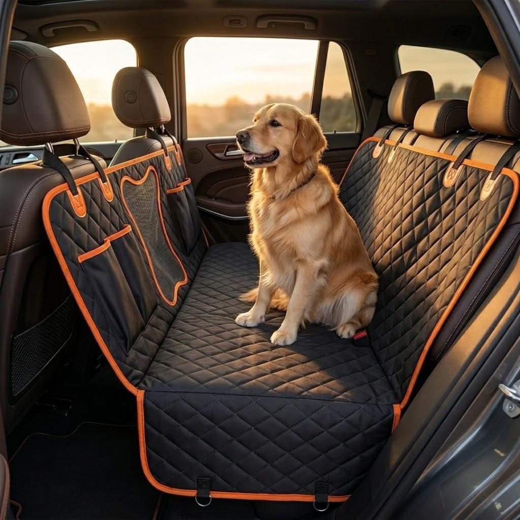 Wasserfester Auto-Schutzbezug für Hunde – Hängematten-Design inkl. Gurten