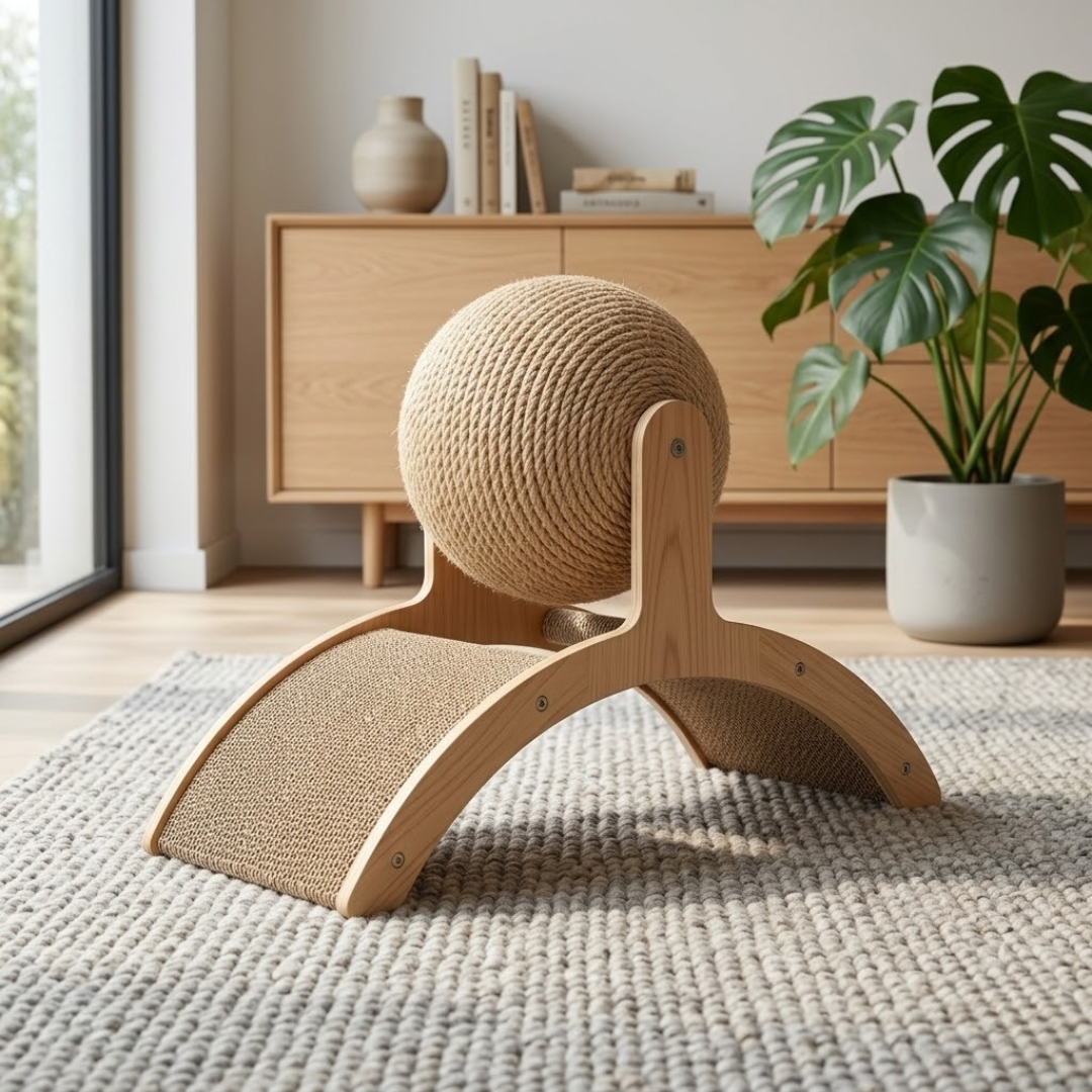 Design Kratzbogen mit rotierender Sisalkugel