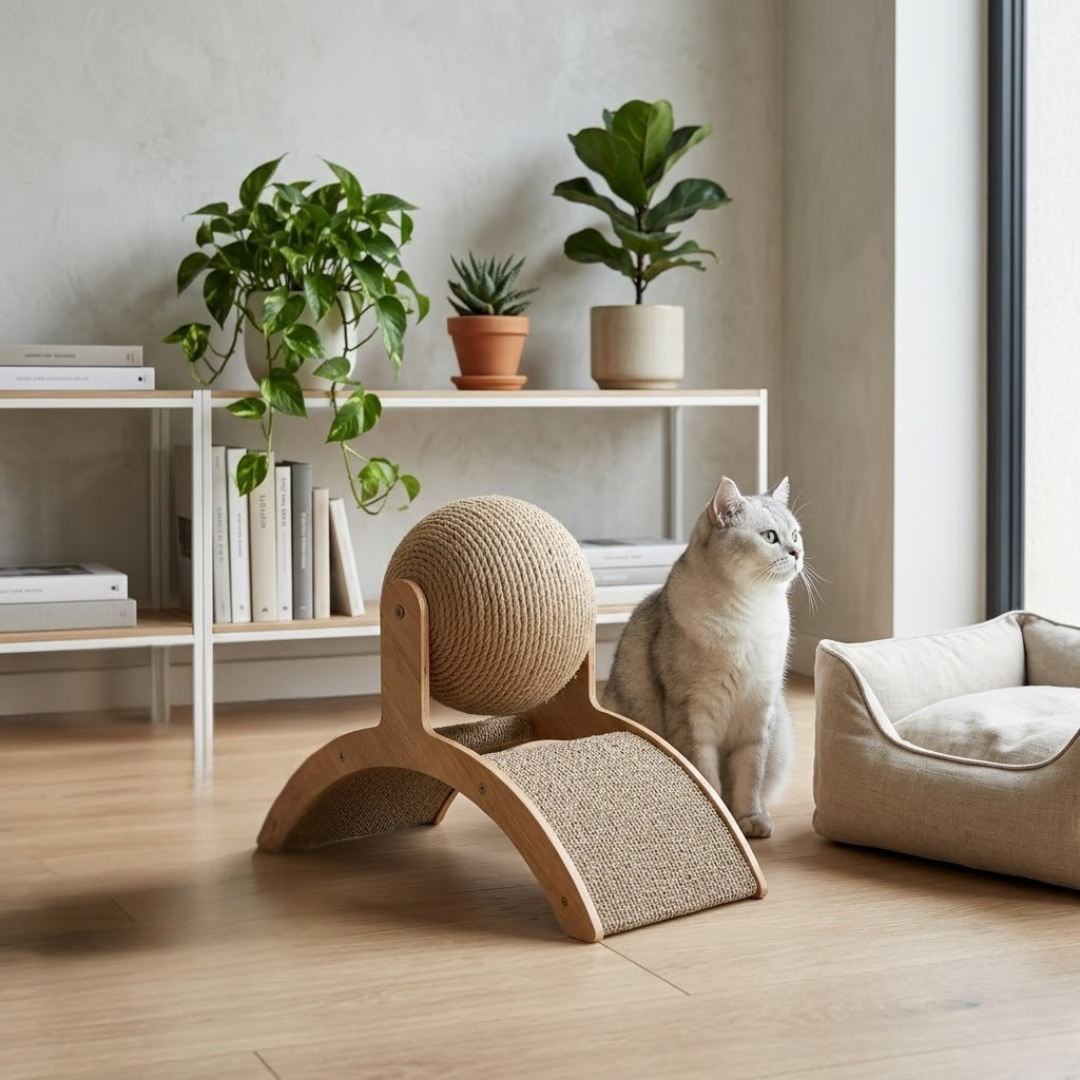 Design Kratzbogen mit rotierender Sisalkugel