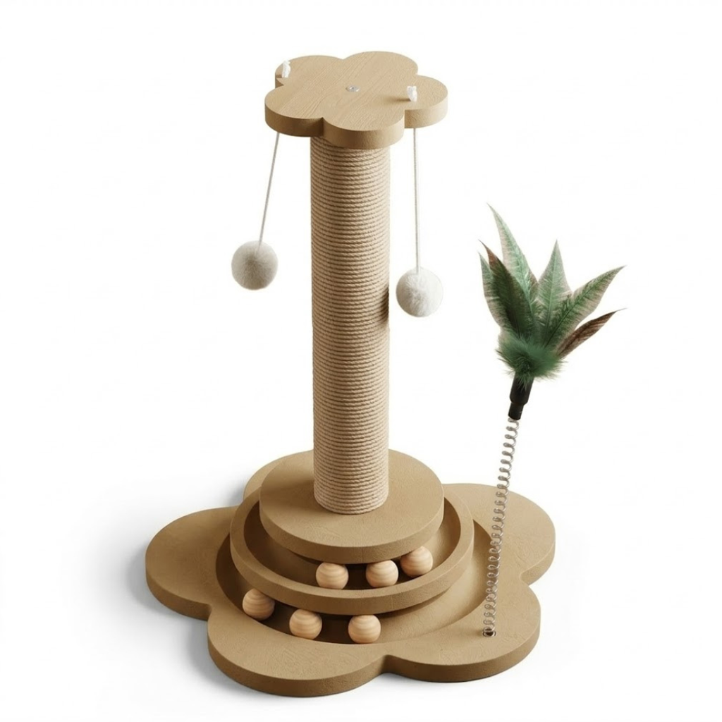 Interaktiver Blumen-Kratzbaum mit 4-in-1 Spielcenter