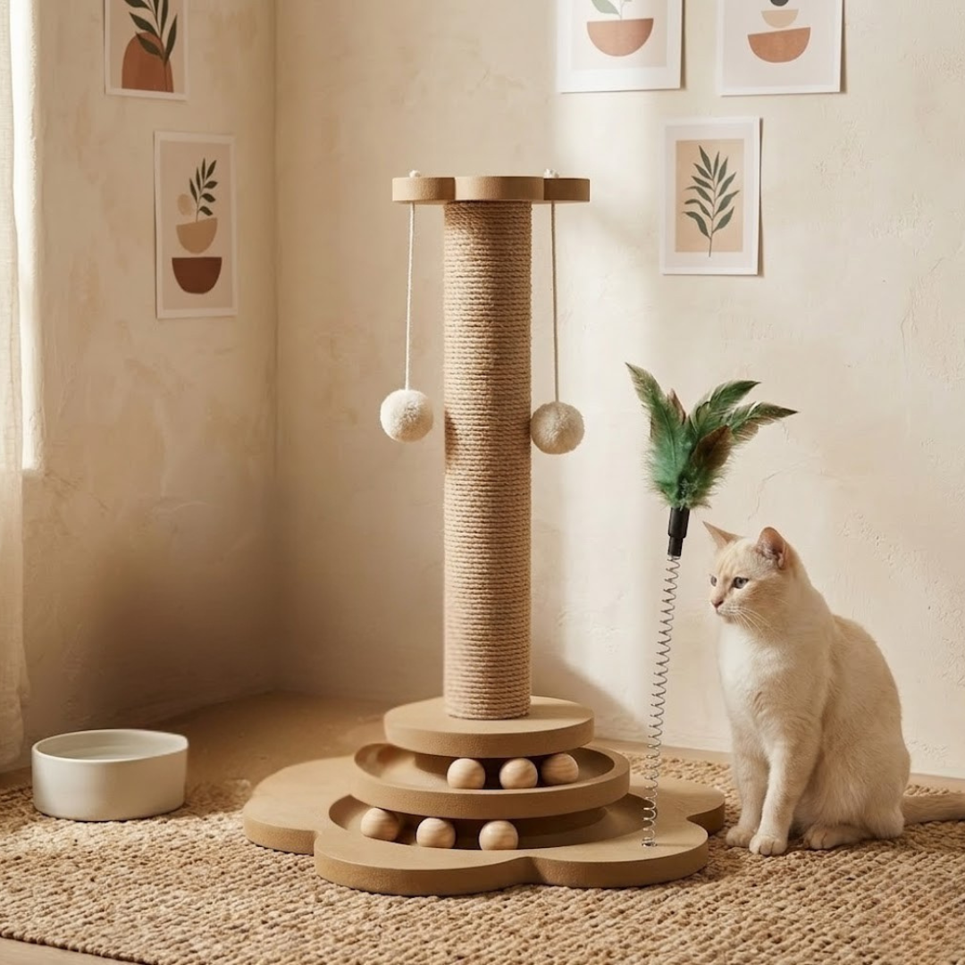 Interaktiver Blumen-Kratzbaum mit 4-in-1 Spielcenter