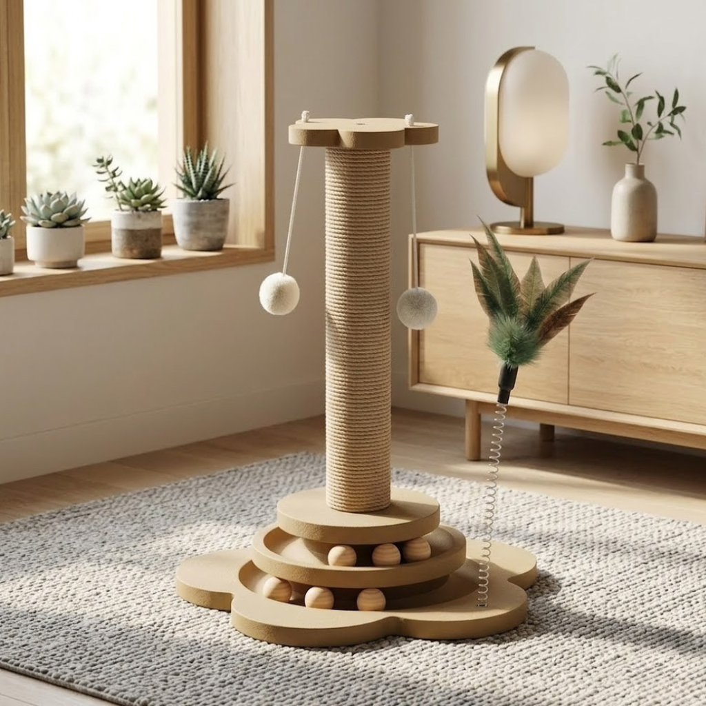 Interaktiver Blumen-Kratzbaum mit 4-in-1 Spielcenter