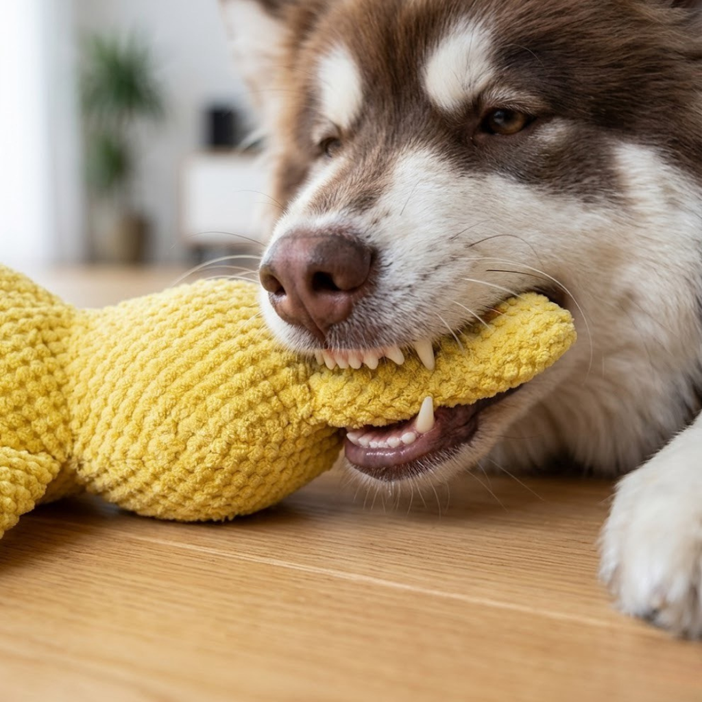 Weiches Plüsch-Hundespielzeug – Robuste Ente mit Kord-Struktur