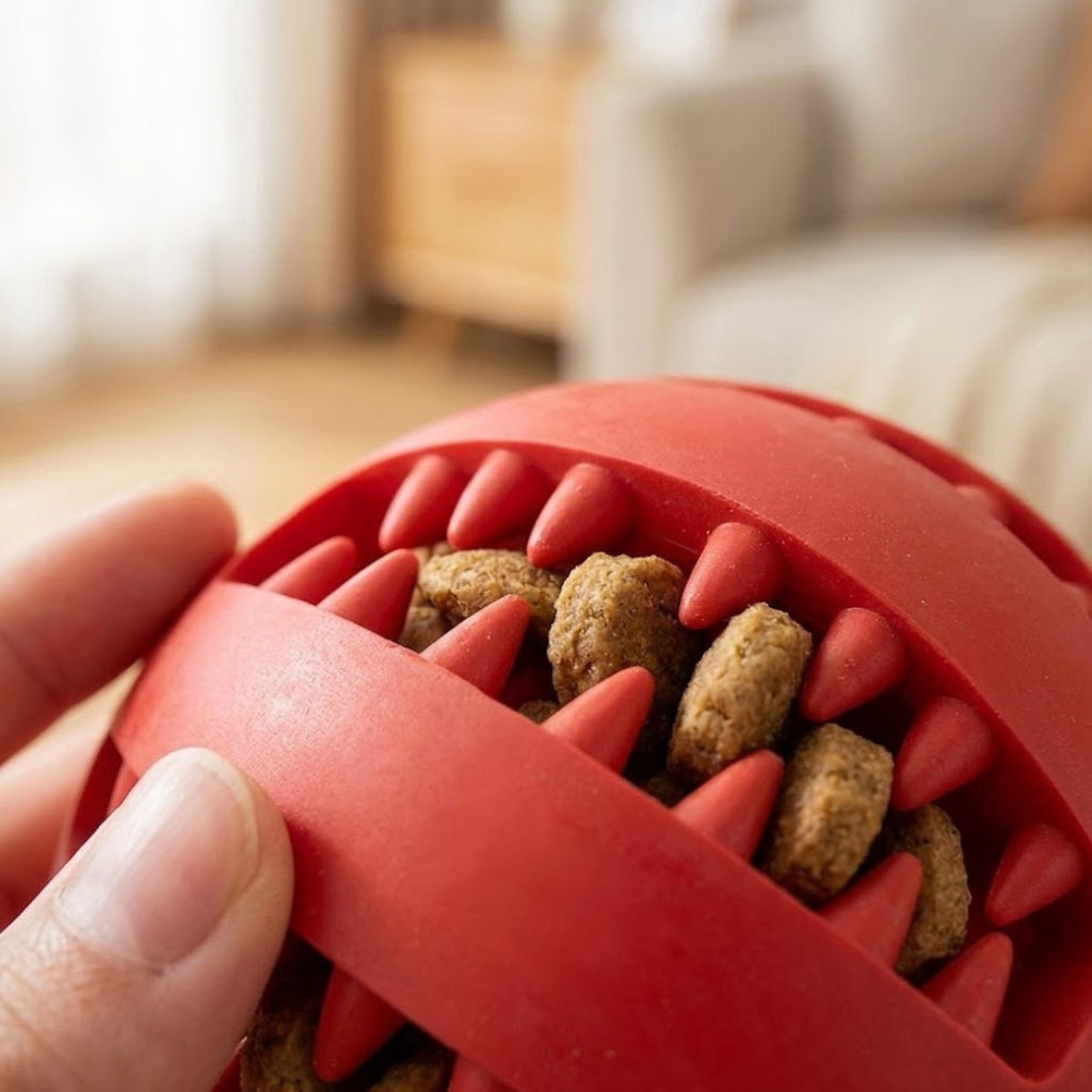 Befüllbarer Snack-Ball für Hunde – Interaktives Spielzeug aus robustem Gummi